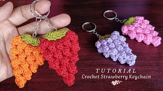 💯 Crochet Strawberry Keychain 🍓 Crochet Tutorial for Beginners 😍 [upl. by Nirmak625]