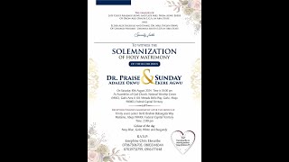 Solemnization of Holy Matrimony between Dr Praise and Sunday [upl. by Ulphi370]