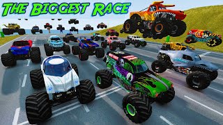 The Biggest Monster Truck Race  Grave Digger Vs Megalodon Vs El Toro Loco [upl. by Chucho]