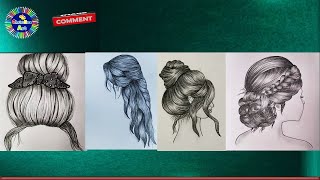 girl hair bun drawing  girl hairstyle drawings  girl hair easy drawing hairstyledrawing drawings [upl. by Lokim47]