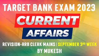 September 3rd week Banking current affairs by Mukesh  RRB Clerk Mains  Veranda Race Banking [upl. by Nylorak]