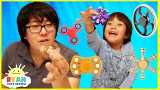 FIDGET SPINNER CHALLENGE and Amazing Spinners tricks with Ryan ToysReview [upl. by Atsyrc848]