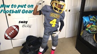 How to put on football gear  Football Swag  13U  Breast Cancer Awareness Edition [upl. by Buckler]