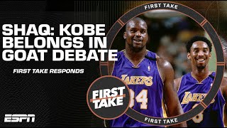 Shaq says Kobe Bryant belongs in GOAT debate 🐐 Stephen A amp JWill respond  First Take [upl. by Viv]