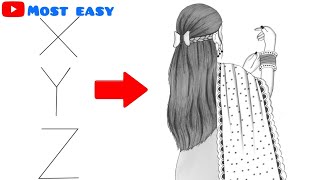 How to draw a Traditional Girl backside  Drawing easy  Pencil sketch for beginners [upl. by Sardse171]