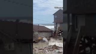 Rodanthe beach house collapses into the ocean on Outer Banks obx storm beach ocean [upl. by Refiffej]