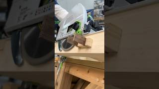 Trimming exposed wedged tenons with the longer reach of the Festool TS 75 woodworking tools [upl. by Kcirdez104]