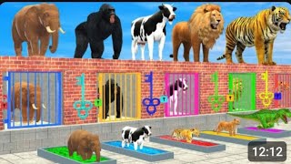 Cow Elephant Lion Gorilla Tiger TRex Choose The Right Baby ROOM challenge video woodcraft [upl. by Arleyne]