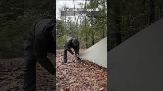 Setting Up a Plow Point Tarp Shelter Easy and Adequate Shelter camping tarpcamping [upl. by Ihculo]