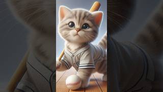 Playing baseball 😺 cat catlover catstory kitten aivideoshorts aiimages baseball [upl. by Yves]