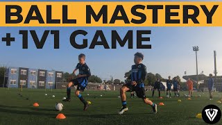 Ball Mastery  1V1 Game  Football  Soccer Drills  U11  U12  U13  U14 [upl. by Scully]