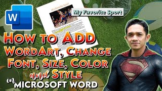 How to Add WordArt Change Font Size Color and Style in Microsoft Word  Step by Step Tutorial [upl. by Bashuk334]