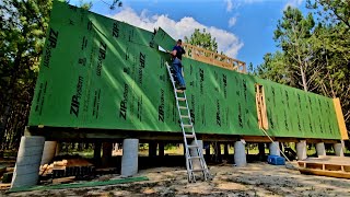 Battling The Heat  Zip Sheathing Installation Part 2  Building Our OffGrid House BY Hand [upl. by Adriane]