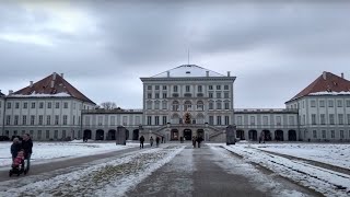 Walking around Nymphenburg Palace and Park in Winter Munich [upl. by Frodin702]