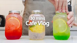 🍸상쾌한 과일 소다카페브이로그30분모아보기🍋30mins Cafe Vlog카페브이로그Cafe VlogASMRTasty Coffee214 [upl. by Cissej]