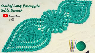 Crochet Pineapple Table Runner Pattern Tutorial in English [upl. by Lepley]