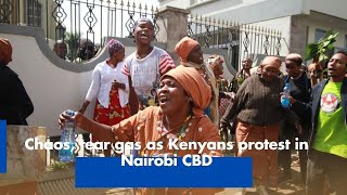 Chaos tear gas as Kenyans protest in Nairobi CBD [upl. by Naynek639]