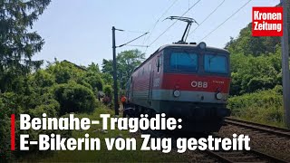 BeinaheTragödie EBikerin von Zug gestreift  kronetv NEWS [upl. by Niven640]