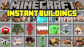 Minecraft INSTANT BUILDINGS MOD  SPAWN INSTANT HOUSES BUILDINGS amp MORE  Modded MiniGame [upl. by Taimi]