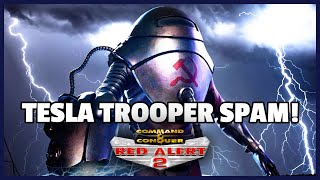 Red Alert 2  Tesla Troopers Spam  7 vs 1 [upl. by Afinom]