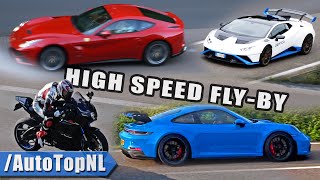 SUPERCARS amp SUPERBIKES on AUTOBAHN  EXTREME SPEED FLYBYs [upl. by Orwin136]