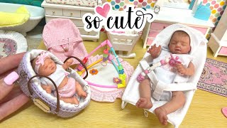 MINI SILICONE BABIES ELLIE AND EMMA GET NEW TOYS AND ACCESSORIES  MINI REBORN NURSERY BOX OPENING [upl. by Ybbil]