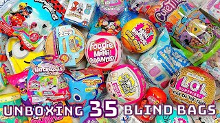 UNBOXING 35 BLIND BAGS MINI BRANDS DOORABLES REAL LITTLES LOL SURPRISE DISNEY [upl. by Miran647]