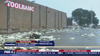 Severe storm damages buildings in Dallas [upl. by Melvina438]