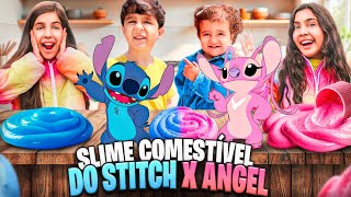 FIZEMOS SLIME COMESTÍVEL COM AS IRMÃS PINA DO STITCH x ANGEL deu ruim [upl. by Harak]