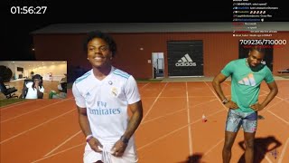 Kai Cenat reacts to Speed and Noah Lyles racing 1V1 for 100000 [upl. by Yacano547]