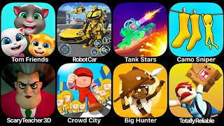 Tom Friends Robot Car Transport Tank Stars Camo Sniper Scary Teacher 3D Crawod City Big Hunter [upl. by Annecorinne]