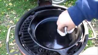 Season  Blacken Cast Iron Skillet over open fire [upl. by Modern438]