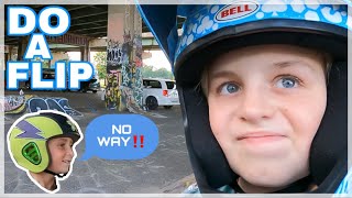 Caiden BMX Learns How To Wheelie And Does A Backflip FDR Skatepark [upl. by Buschi]