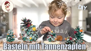 🤩Basteln mit Tannenzapfen  diese DIY Projekt gehört zum Adventbasteln mit Kinder unbedingt dazu [upl. by Yllut]