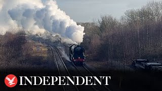 Flying Scotsman arrives in County Durham as it completes final main line tour of 2023 [upl. by Ettenot]