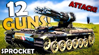 HUGE 12 GUN TANK DECIMATES ENEMIES In Sprocket Tank Design [upl. by Latsyrhk]