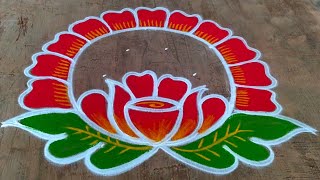 Easy New year rangoli designs🌹new year kolam🌹margazhi color kolam🌹new year muggulu🌹Sankarnti muggulu [upl. by Horton]