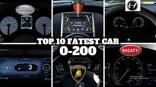 TOP 10 Fastest cars in the world accleration 0  200 battle [upl. by Sherurd]