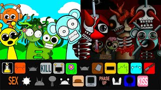 Incredibox Sprunki comparison Battle  CREEPY SYMBIOSIS MOD PHASES SPRUNKIES [upl. by Drucy466]