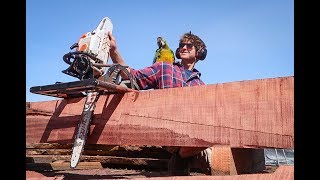 Chainsawing amp fitting huge new Keel Timber in a 1910 sailboat  Rebuilding Tally Ho EP21 [upl. by Ahseiyt90]