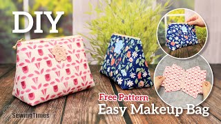 DIY Easy Makeup Bag  Cosmetic Pouch Sewing Pattern amp Tutorial sewingtimes [upl. by Coates265]