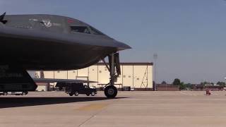 B2 Spirit Stealth bomber taxiing out of hanger taxi and takeoff broll [upl. by Dierolf524]