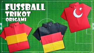 Fußball Trikot aus A4 Papier falten Origami EM Hemd Karte basteln  paper uefa euro soccer shirt WM [upl. by Peckham]