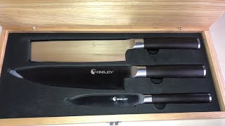 Okingjoy Dynasty Knife Set  3 Kitchen Knives Set in Wooden Box [upl. by Cavanagh]