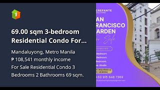 6900 sqm 3bedroom Residential Condo For Sale San Francisco Place Condo in Mandaluyong [upl. by Lauzon]