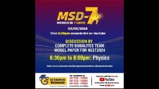 MSD7 DISCUSSION BY COMPLETE GOSALITES TEAM MODEL PAPER FUR NEET2024  PHYSICS [upl. by Aryaz330]