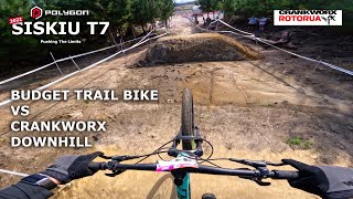 Budget Trail Bike Takes On Crankworx Downhill Part 1  Polygon Siskiu T7 [upl. by Leanahtan]