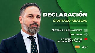 🔴 DIRECTO  Declaración de Santiago Abascal tras la reunión de trabajo de VOX ante la DANA [upl. by Tunk]