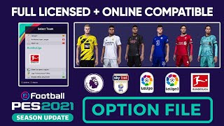 Pes 2021 Full License Patch  Bundesliga Added  All Teams Licensed  Online Compatible Option File [upl. by Arimlede]