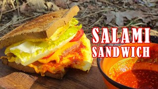 Salami Sandwich Recipe  Countryside Cooking Salami Sandwich [upl. by Lottie]